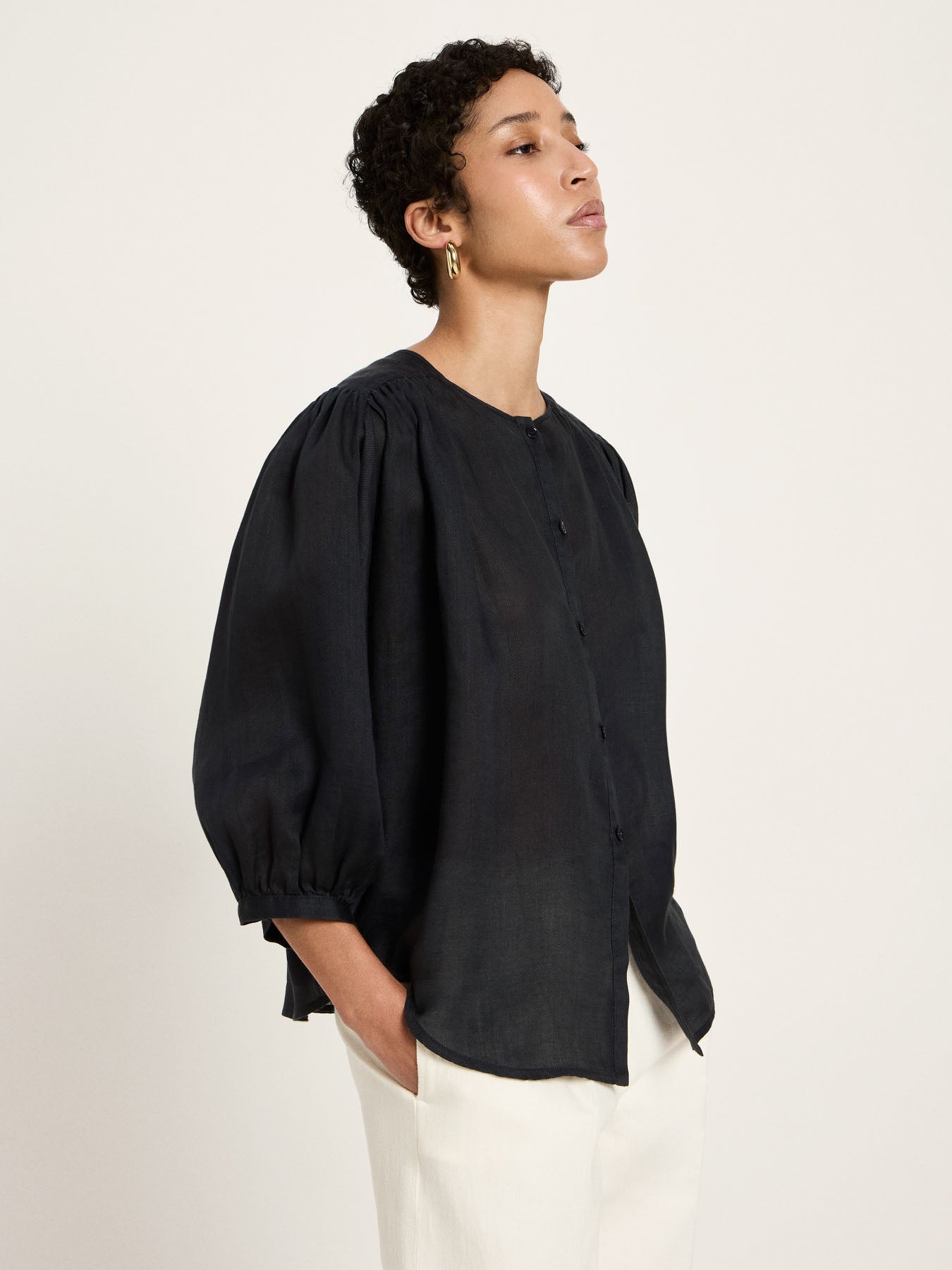 Bluse mit Kräuseln - Onyx von Lanius