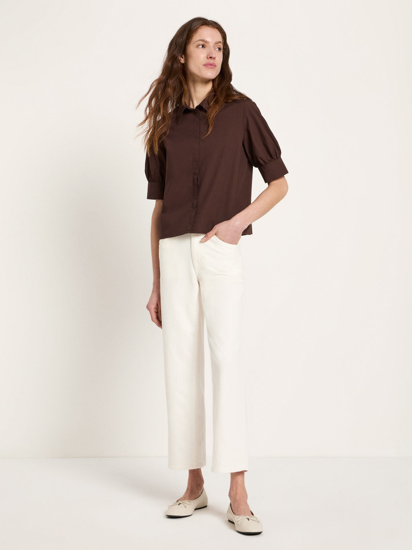 Bluse mit Puffärmeln (GOTS) - Chocolate von Lanius