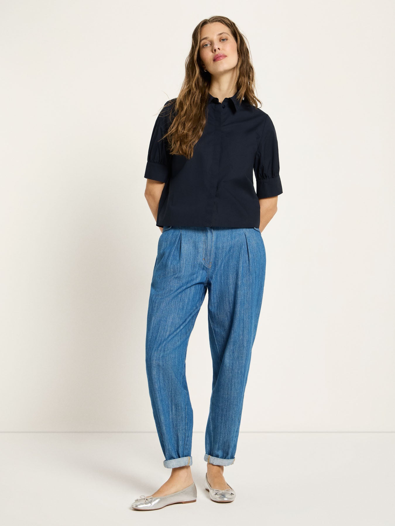 Bluse mit Puffärmeln (GOTS) - Onyx von Lanius