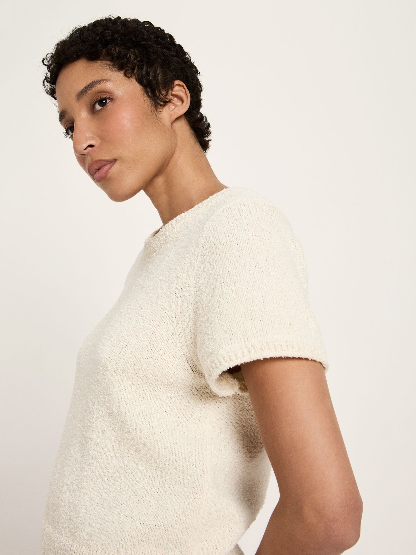 Bouclé Kurzarmpullover (GOTS) - Creme von Lanius