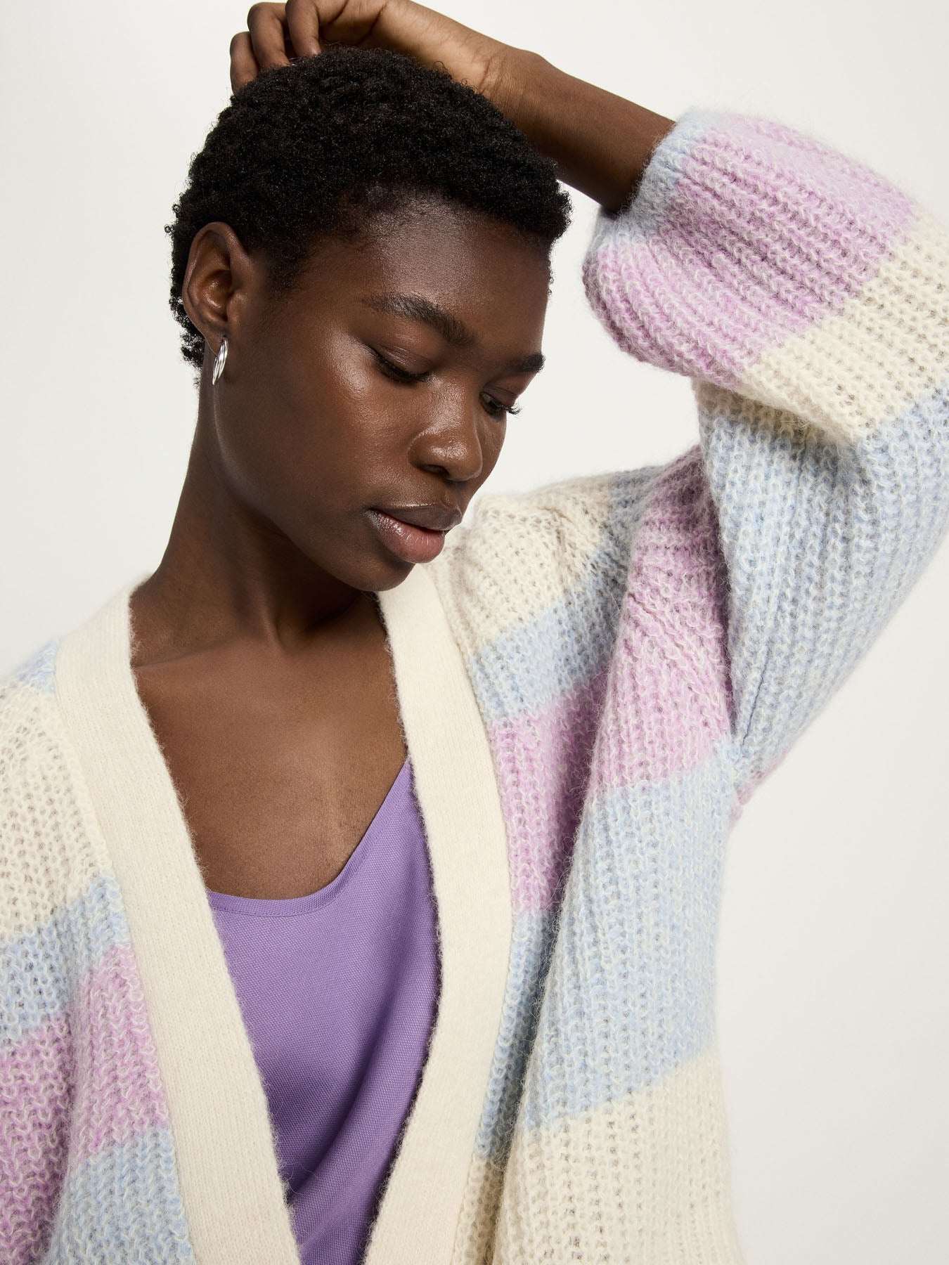 Chunky Strickjacke - Multicolour Stripe von Lanius