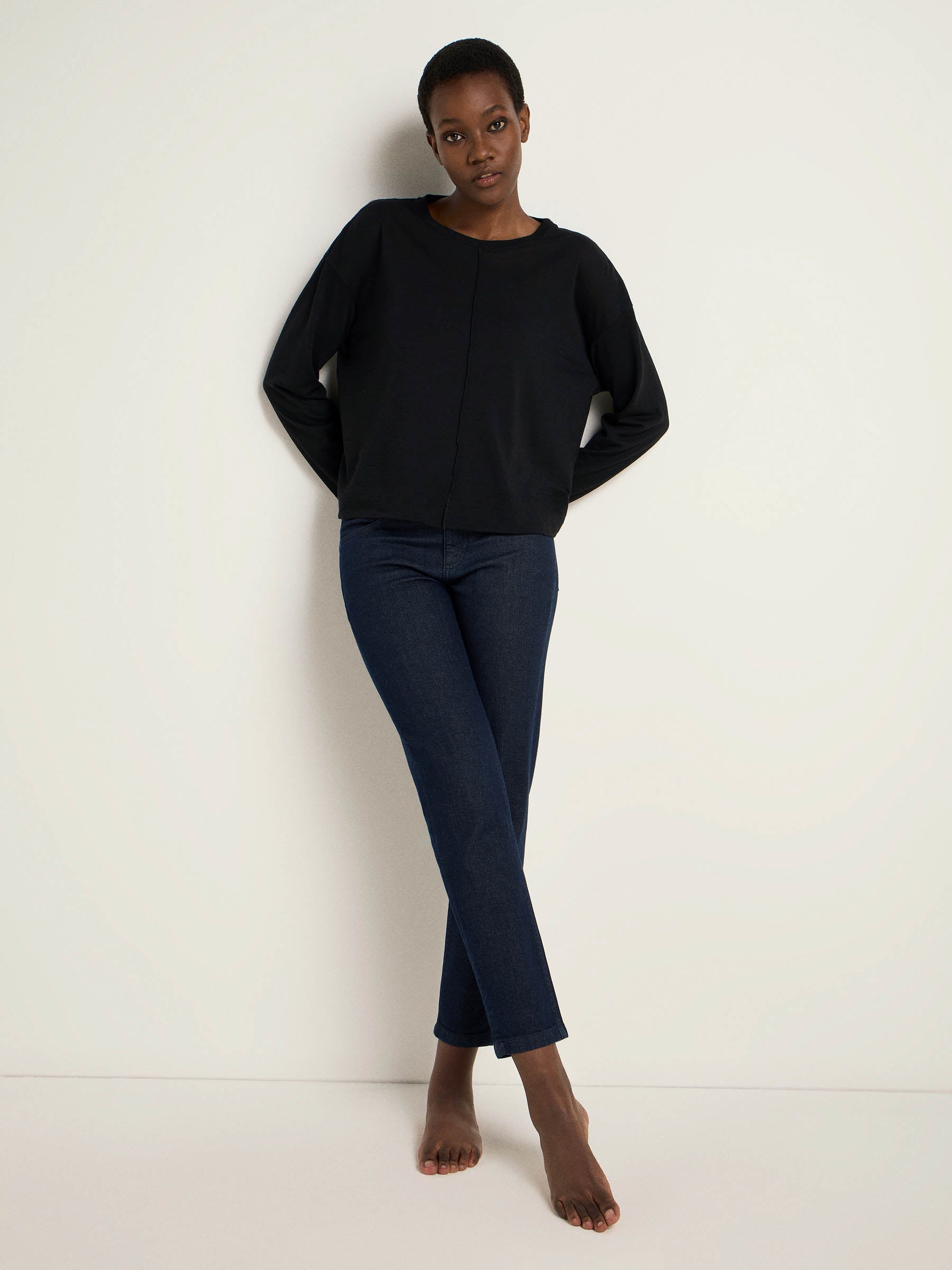 Girlfriend Jeans (GOTS) - Dark Blue Denim von Lanius