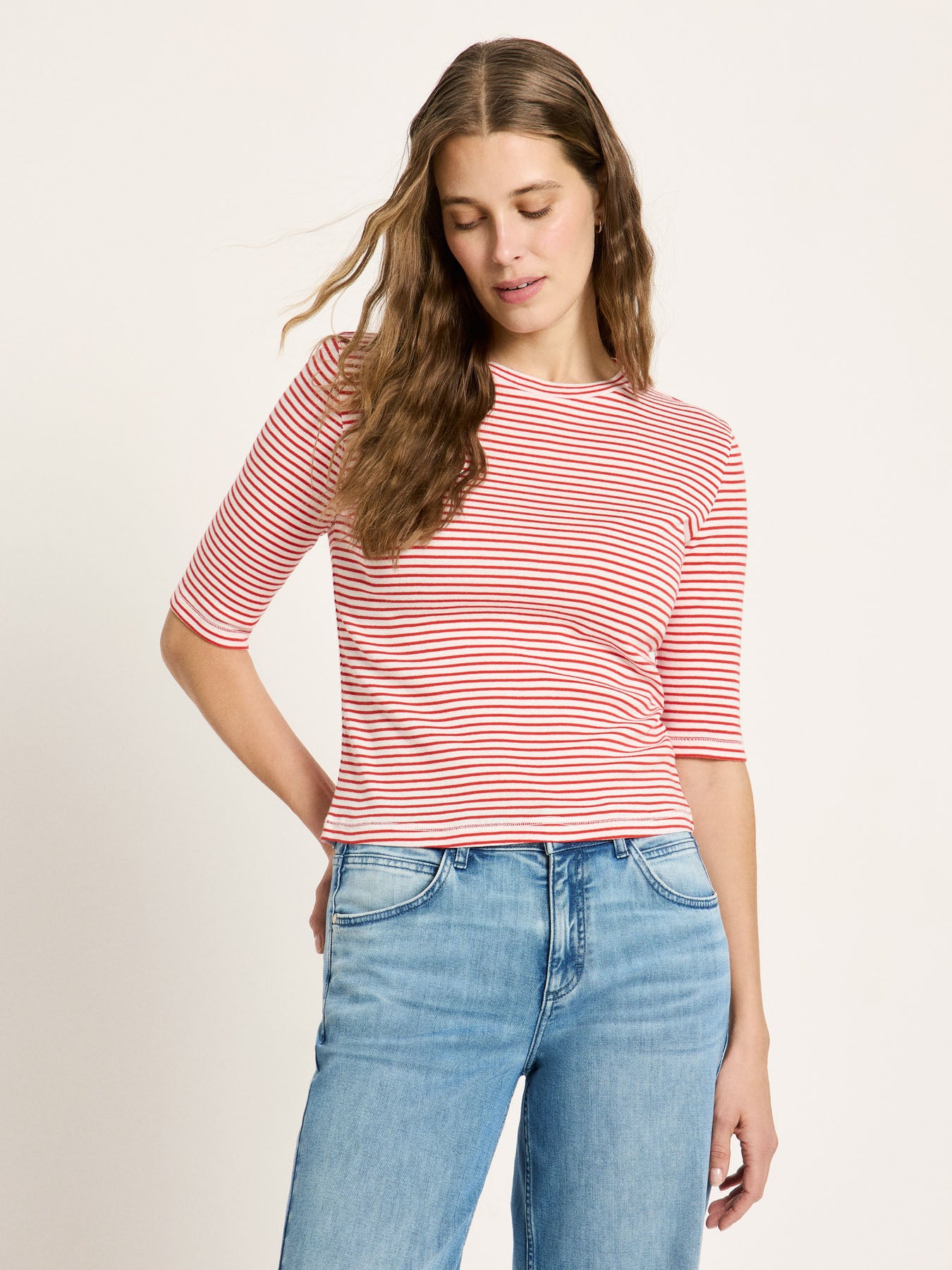 Halbarmshirt (GOTS) - Lava Red / Creme von Lanius