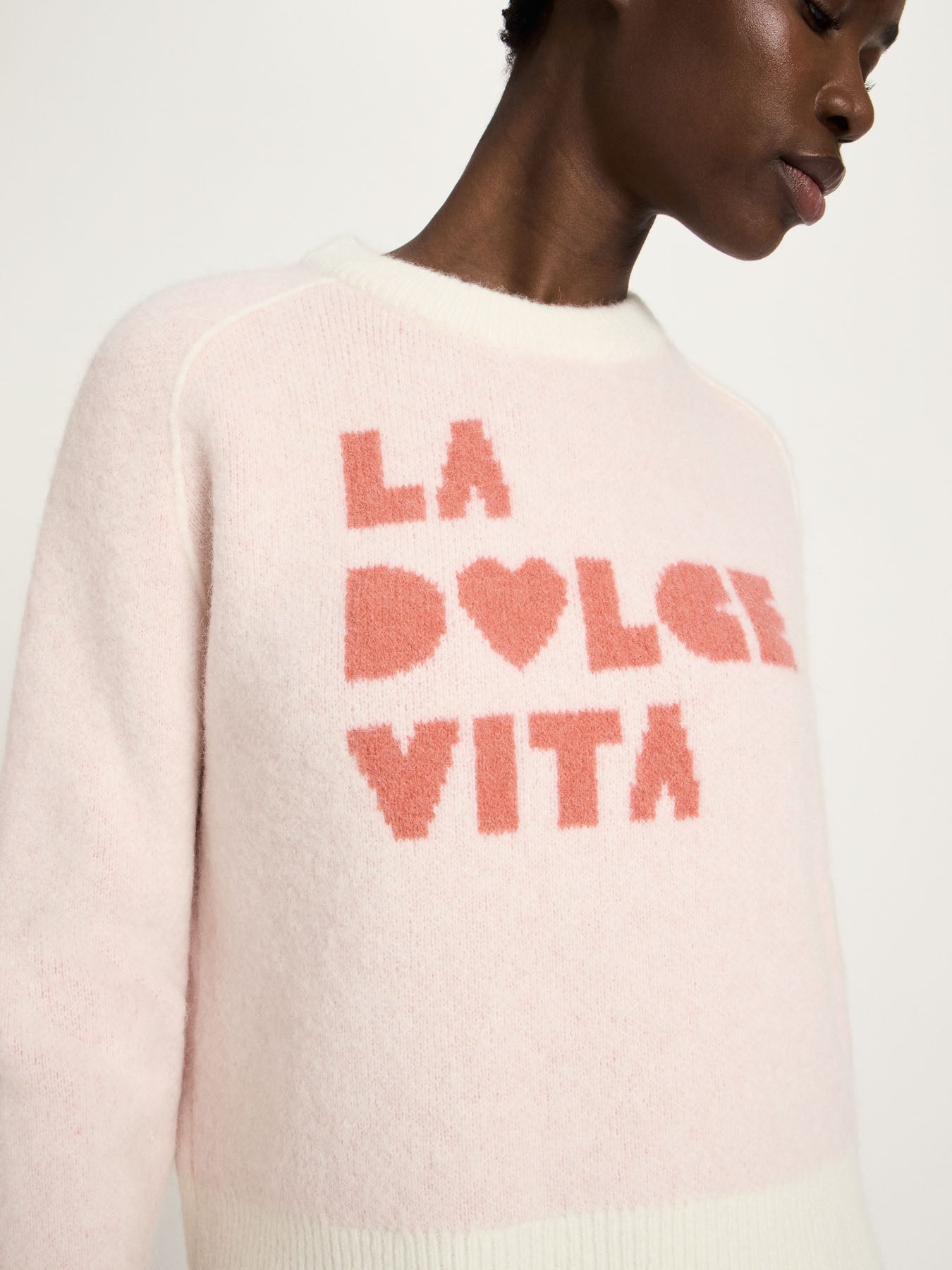 Jacquard-Pullover - Off White / Peach Jacquard von Lanius