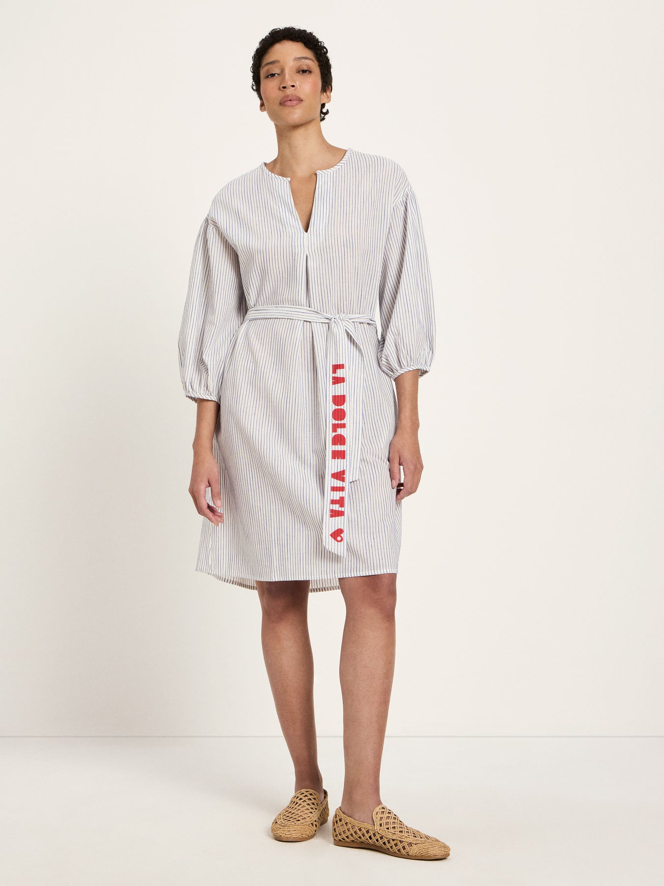 Kleid (GOTS) - White / Light Blue von Lanius