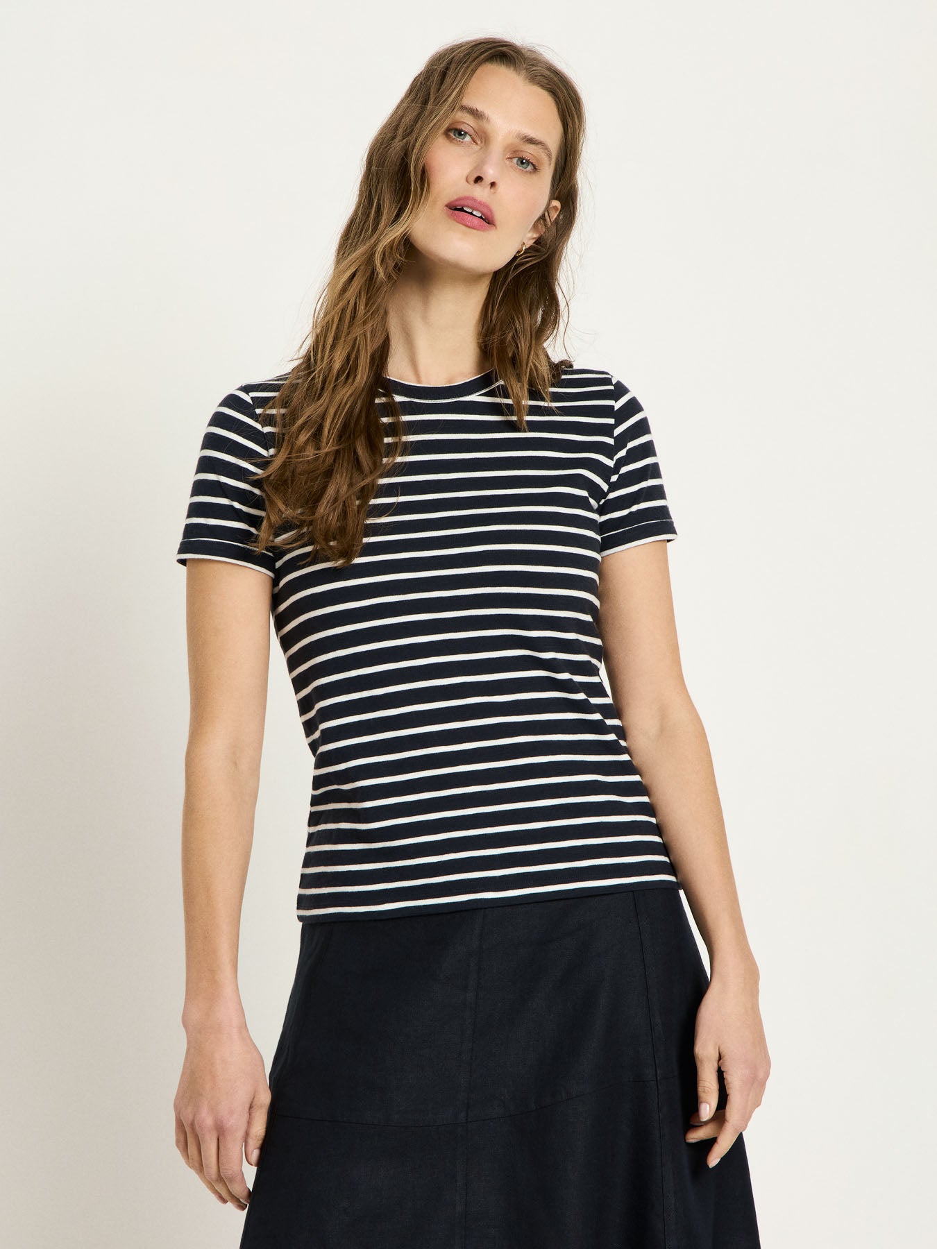 Kurzarmshirt (GOTS) - Onyx / Creme von Lanius