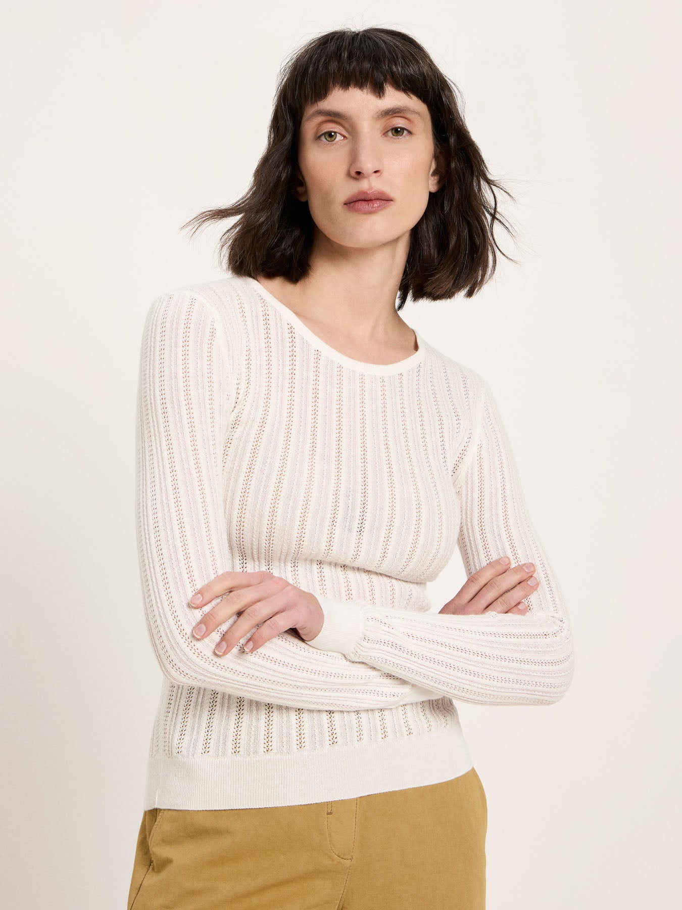 Pointelle-Pullover (GOTS) - Off White von Lanius