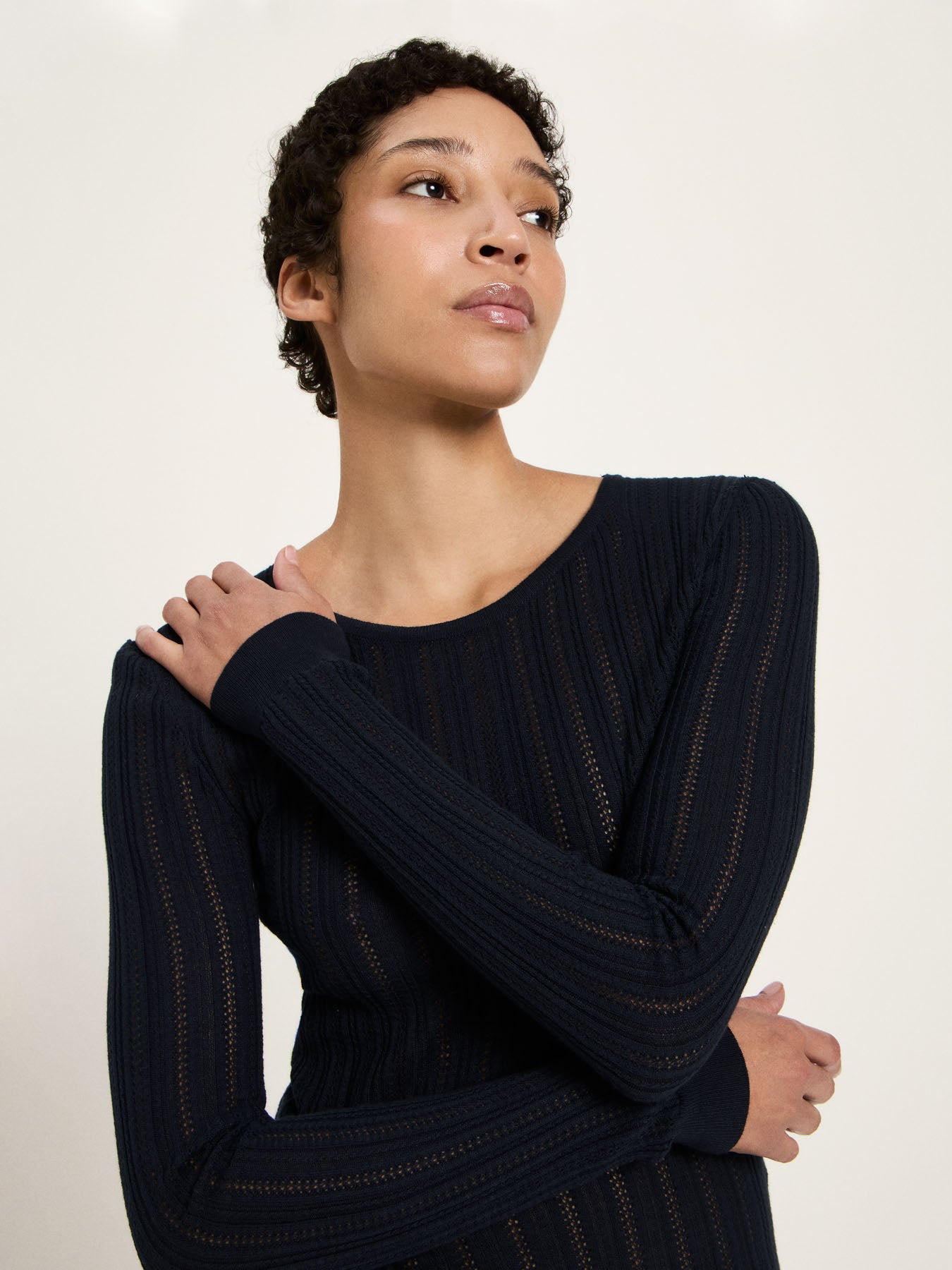 Pointelle-Pullover (GOTS) - Onyx von Lanius