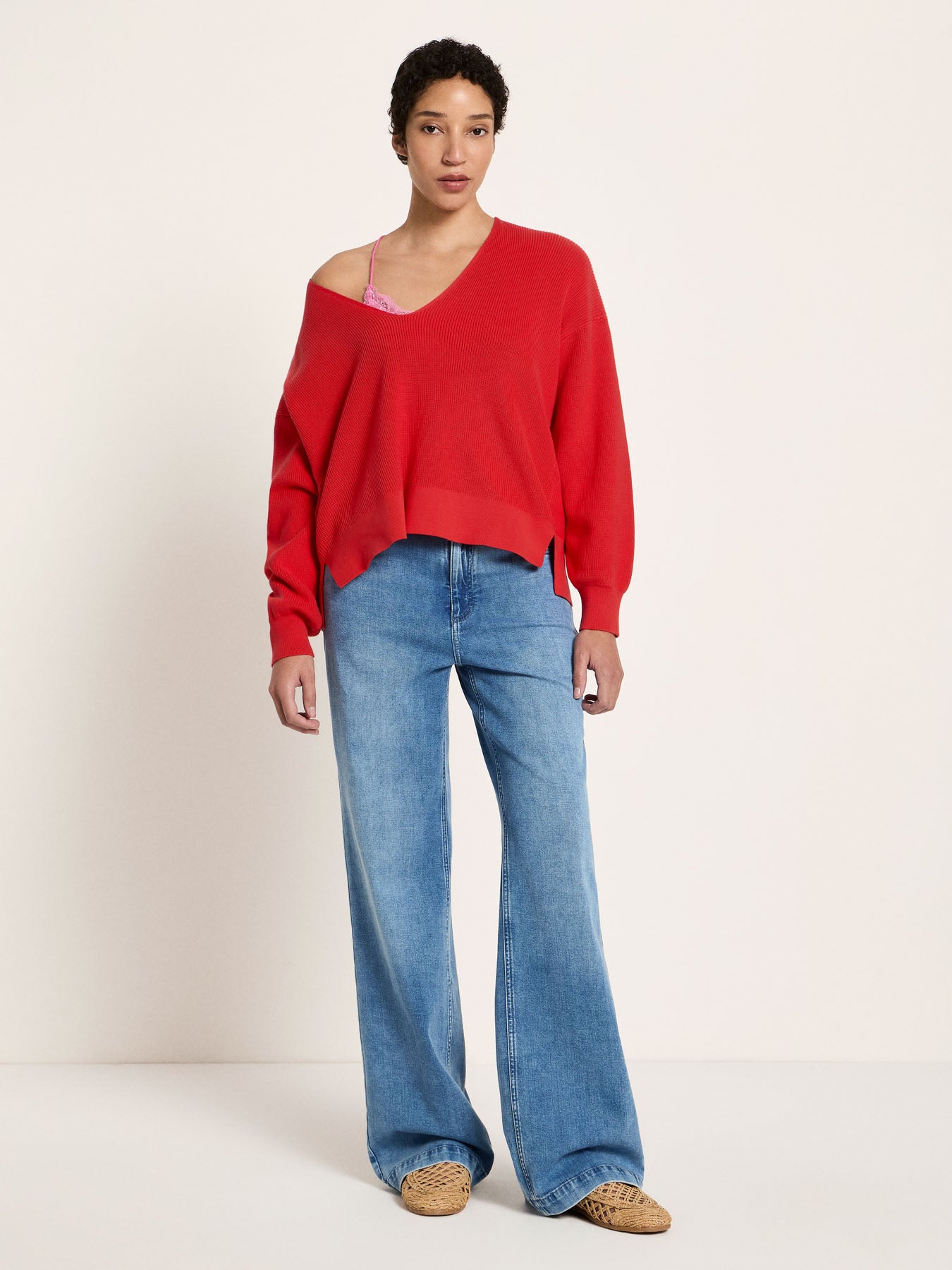 Pullover mit V-Ausschnitt (GOTS) - Lava Red von Lanius