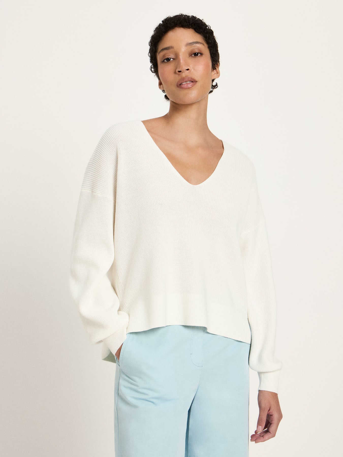 Pullover mit V-Ausschnitt (GOTS) - Off White von Lanius
