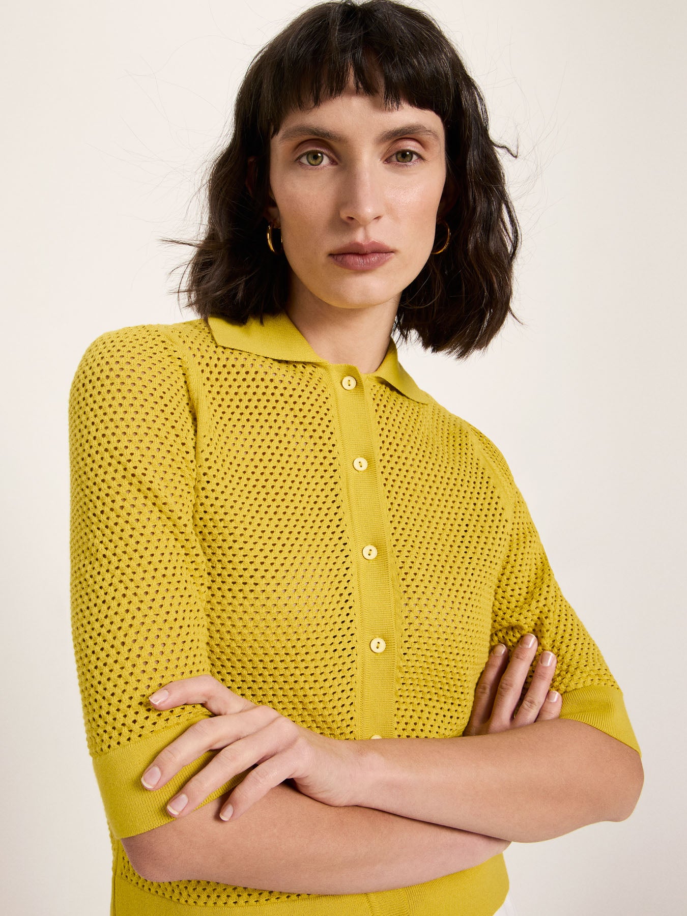 Strickjacke kurzarm (GOTS) - Kiwi von Lanius