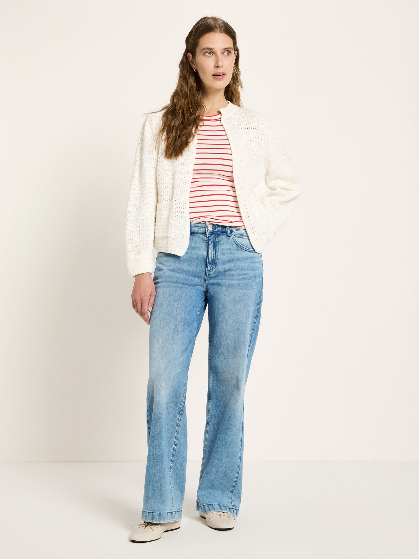 Strickjacke mit Struktur (GOTS) - Off White von Lanius