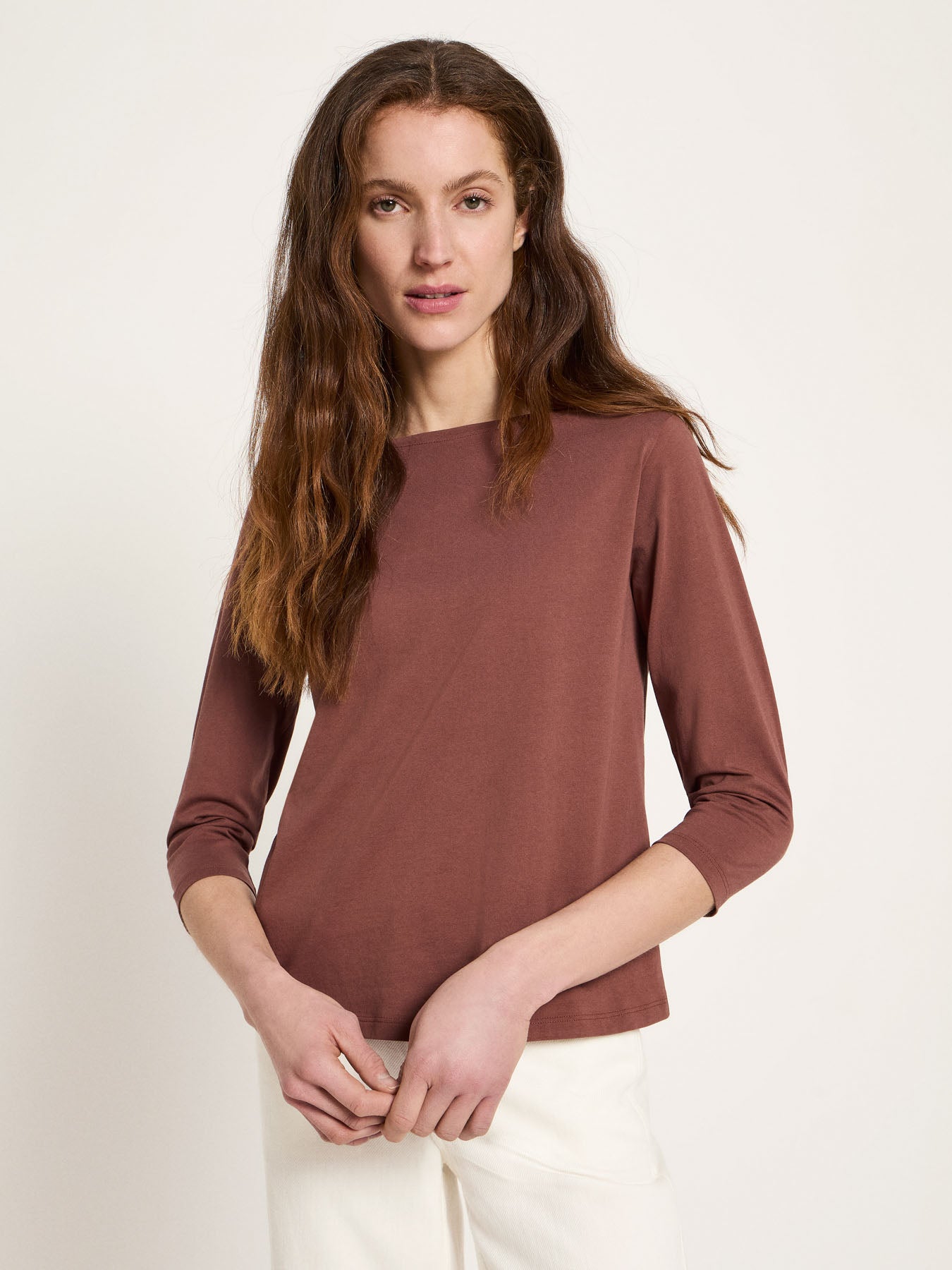 U-Boot Shirt mit 3/4 Arm (GOTS) - Dark Mocca von Lanius